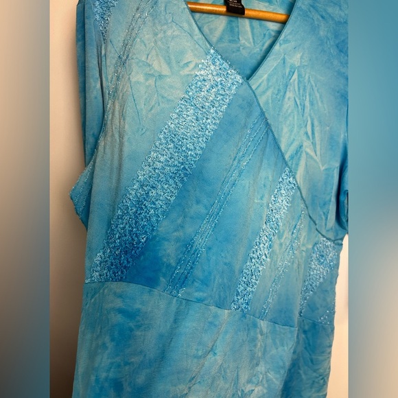 Y2K Venezia 3/4 Sleeve Stretch Blouse top Blue plus 18/20 fairy comfortable - Picture 9 of 10